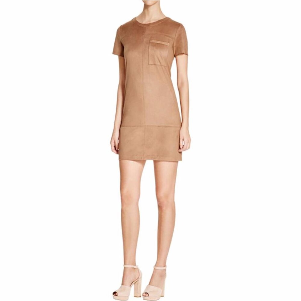 Faux Suede Shirt Dress with Short Sleeves Size Small Mini by Allen B Schwartz